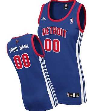 Women%27s Customized Detroit Pistons Blue Jersey->customized nba jersey->Custom Jersey